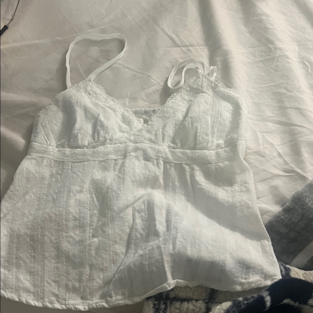 White Lace Trim Cami Top